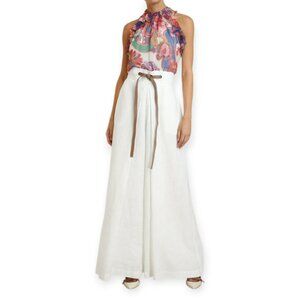 Zimmermann The Lovestruck Natural Paisley Floral Silk Chiffon Tank Top‎